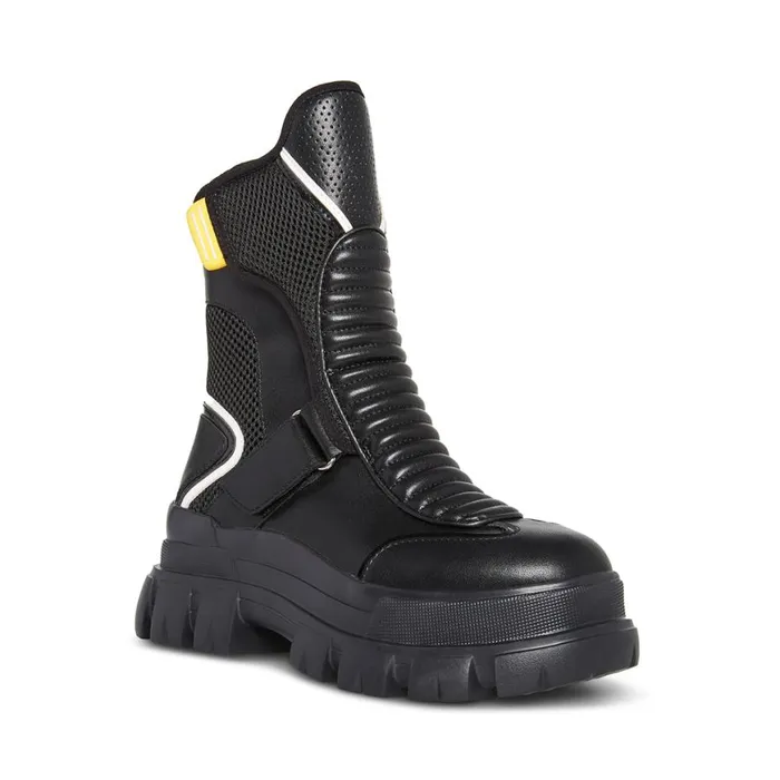 Steve Madden Volt Black Leather Womens Boots and Booties Steve Madden Volt Black Leather Womens Boots and Booties