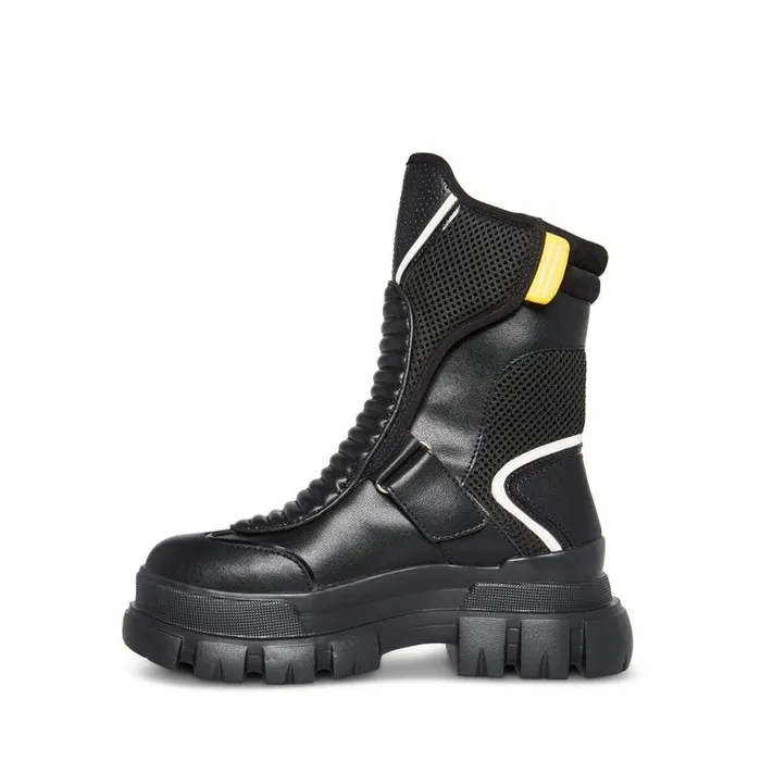 Steve Madden Volt Black Leather Womens Boots and Booties Steve Madden Volt Black Leather Womens Boots and Booties