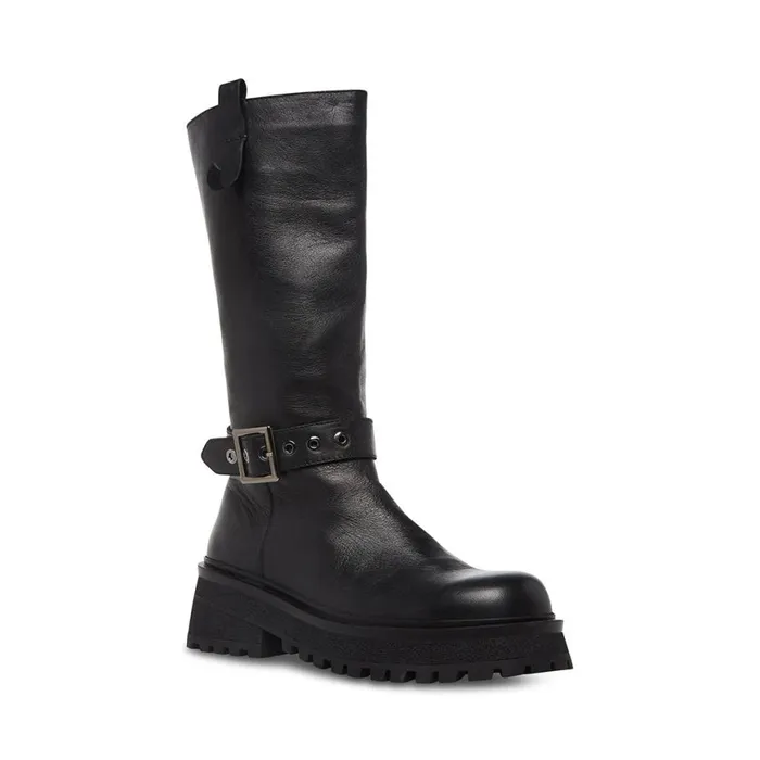 Steve Madden Willow Black Leather Womens Boots and Booties Steve Madden Willow Black Leather Womens Boots and Booties