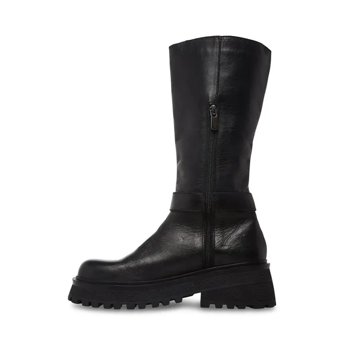 Steve Madden Willow Black Leather Womens Boots and Booties Steve Madden Willow Black Leather Womens Boots and Booties