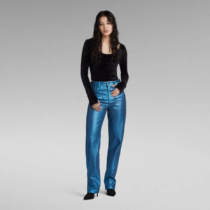 Straight Women GStar RAW Viktoria High Straight Jeans Luna Blue Metal Coating Straight Women GStar RAW Viktoria High Straight Jeans Luna Blue Metal Coating