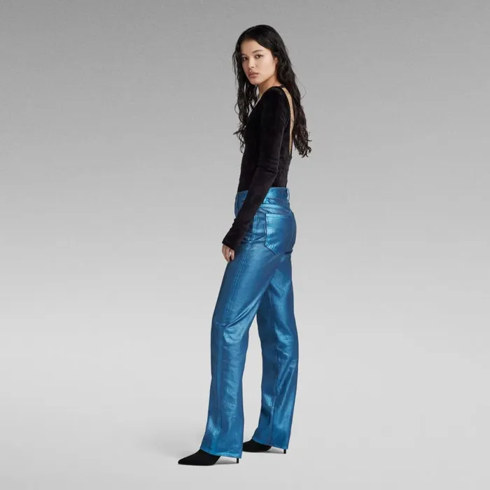 Straight Women GStar RAW Viktoria High Straight Jeans Luna Blue Metal Coating