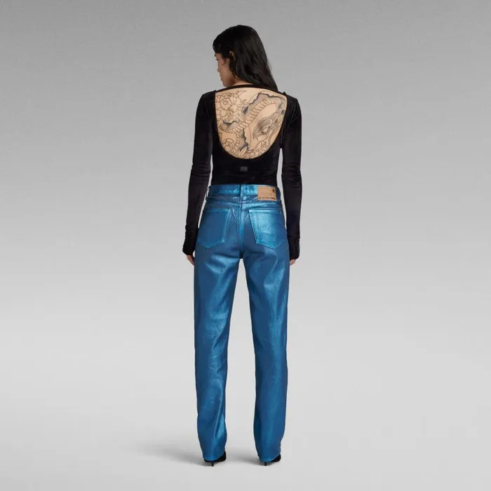 Straight Women GStar RAW Viktoria High Straight Jeans Luna Blue Metal Coating