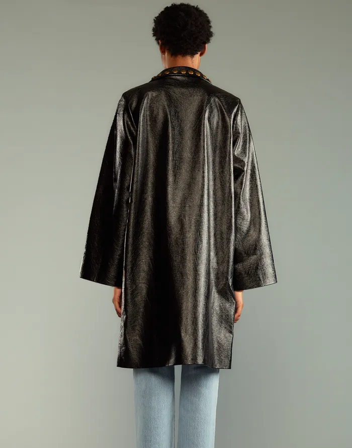 Studded Vegan Leather Coat 8211 Patblk Women Cynthia Rowley Jackets and Coats