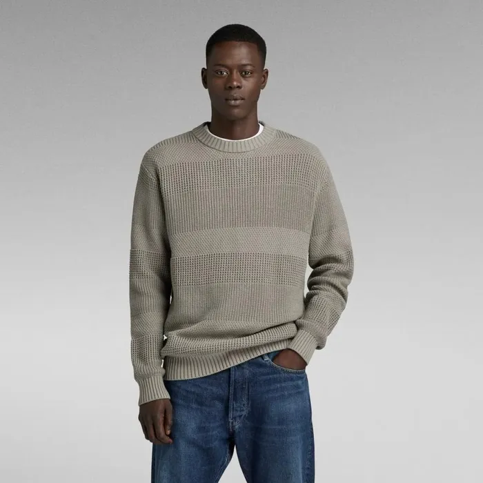 Sweaters Men GStar RAW Hori Structure Knitted Sweater Elephant Skin