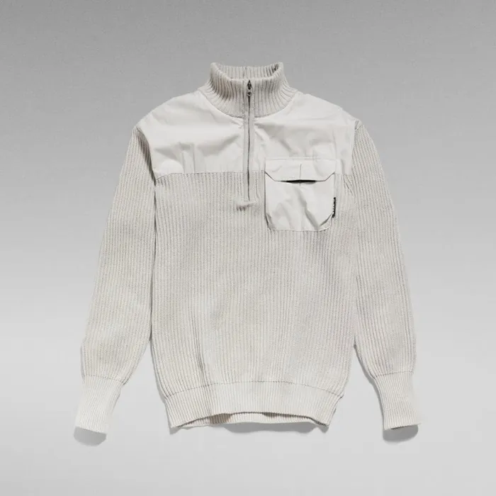 Sweaters Men GStar RAW Unisex Army Half Zip Knit Cool Grey