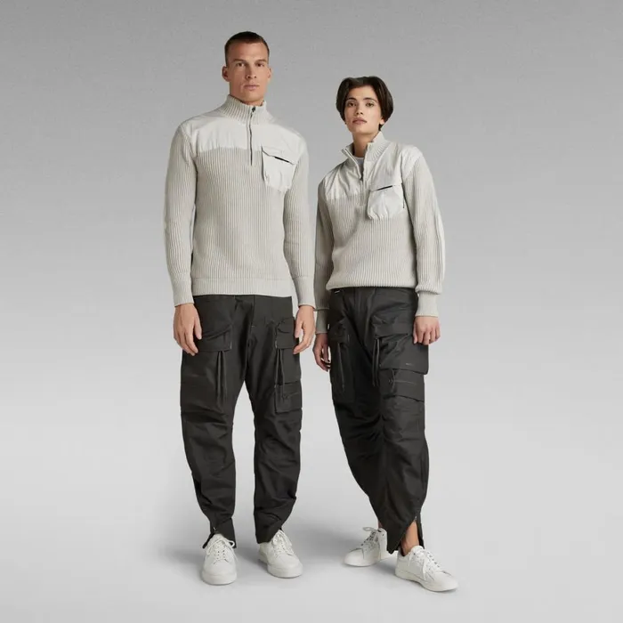 Sweaters Men GStar RAW Unisex Army Half Zip Knit Cool Grey