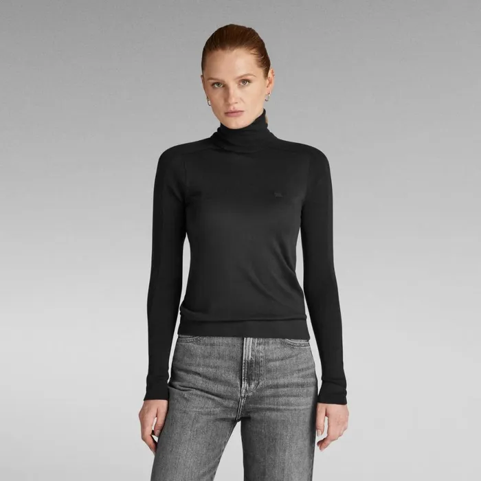 Sweaters Women GStar RAW Core Slim Turtle Knit Dark Black