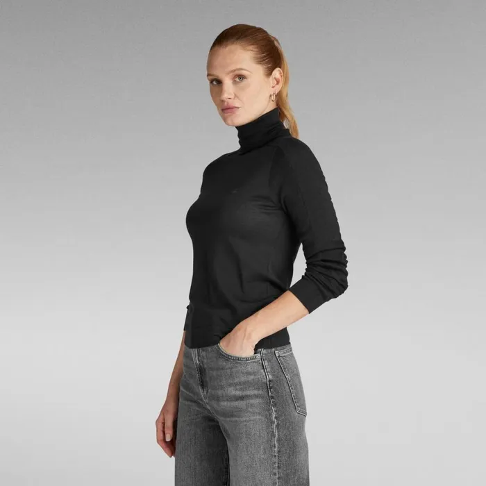 Sweaters Women GStar RAW Core Slim Turtle Knit Dark Black