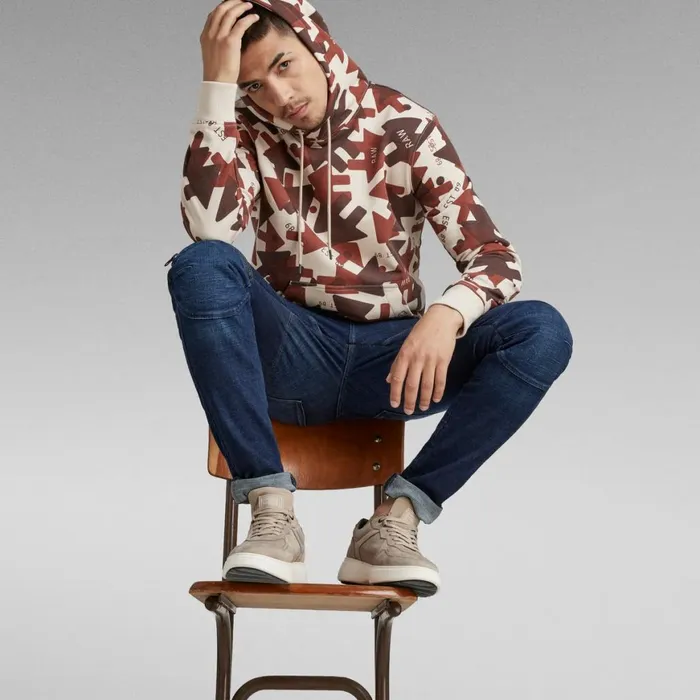 Sweatshirts and Hoodies Men GStar RAW Arrow Camo Hooded Sweater Dark Talc Raw Arrow Camo