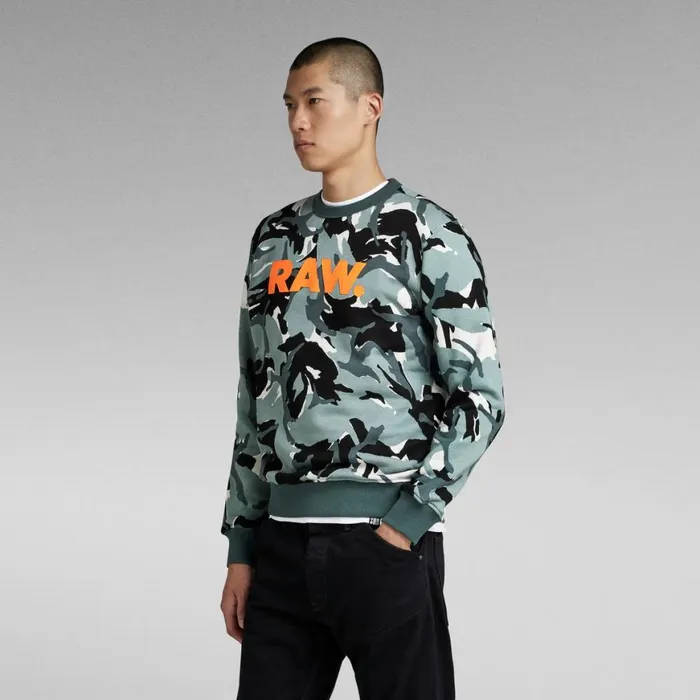Sweatshirts and Hoodies Men GStar RAW Camo RAW Sweater Grey Moss Woodland Camo