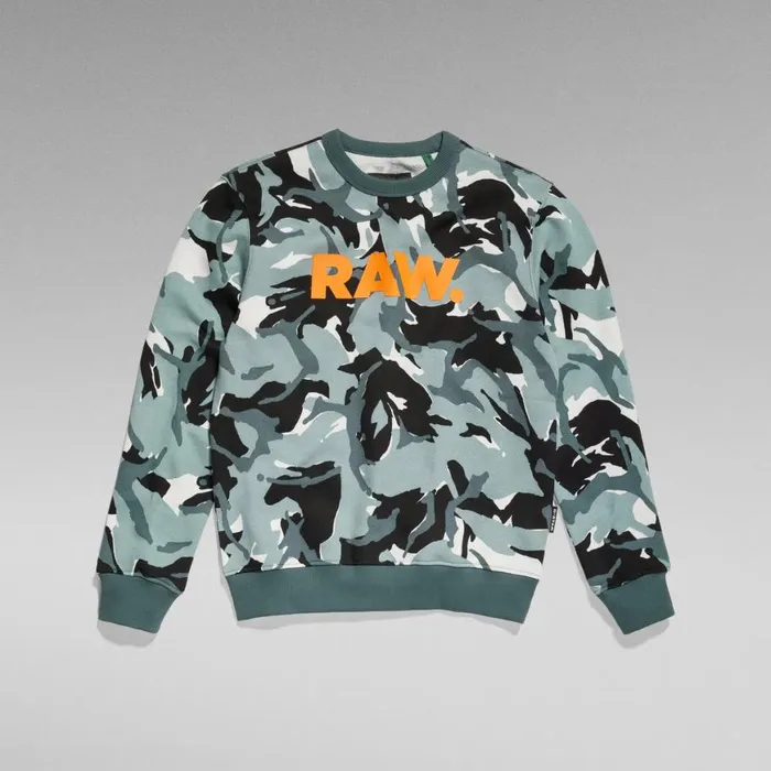 Sweatshirts and Hoodies Men GStar RAW Camo RAW Sweater Grey Moss Woodland Camo