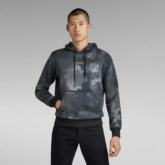 Sweatshirts and Hoodies Men GStar RAW Center Chest Logo Hoodie Dk Black Blurry Camo Sweatshirts and Hoodies Men GStar RAW Center Chest Logo Hoodie Dk Black Blurry Camo