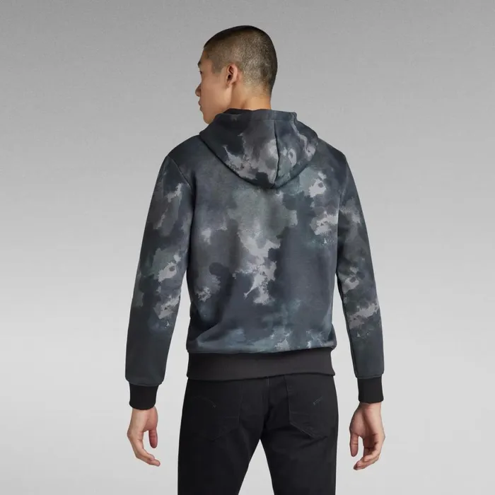 Sweatshirts and Hoodies Men GStar RAW Center Chest Logo Hoodie Dk Black Blurry Camo