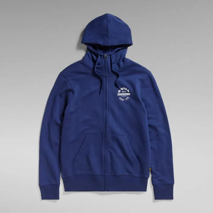 Sweatshirts and Hoodies Men GStar RAW Hooded Zip Sweater 2 Imperial Blue