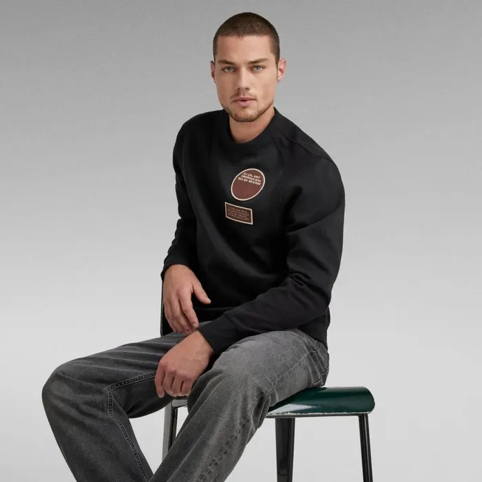 Sweatshirts and Hoodies Men GStar RAW Moto Sweater Dark Black