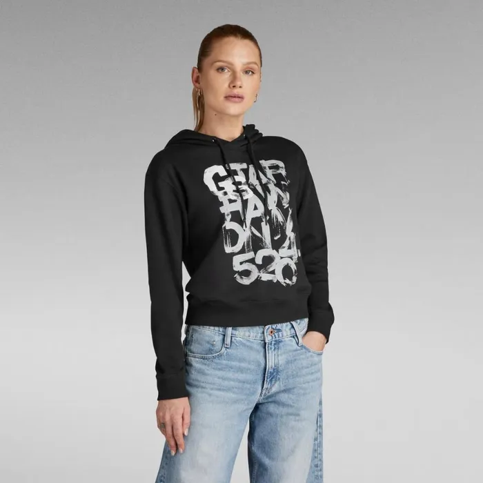 Sweatshirts and Hoodies Women GStar RAW Graphic 3 Hooded Sweater Dark Black