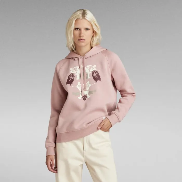 Sweatshirts and Hoodies Women GStar RAW Look Book Graphic Hoodie Light Berry Mist