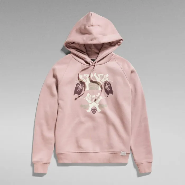 Sweatshirts and Hoodies Women GStar RAW Look Book Graphic Hoodie Light Berry Mist