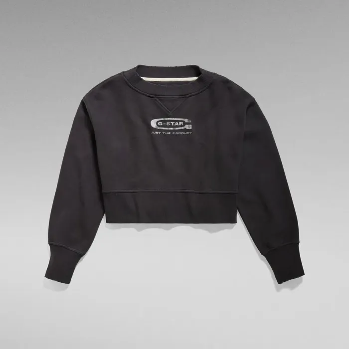 Sweatshirts and Hoodies Women GStar RAW Vintage Cropped Logo Loose Sweater Shadow