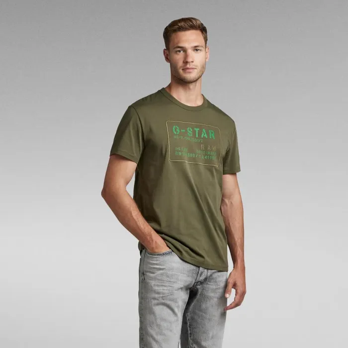 TShirts and Polos Men GStar RAW Applique Multi Technique TShirt Shadow Olive