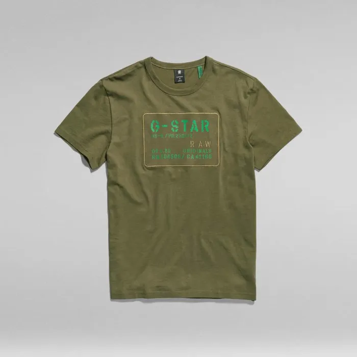 TShirts and Polos Men GStar RAW Applique Multi Technique TShirt Shadow Olive