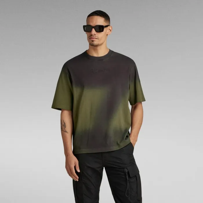 TShirts and Polos Men GStar RAW Hand Sprayed Boxy TShirt Dark Olive Sprayed