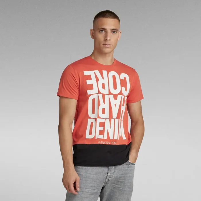 TShirts and Polos Men GStar RAW Hard Core Denim Color Block TShirt Paprika