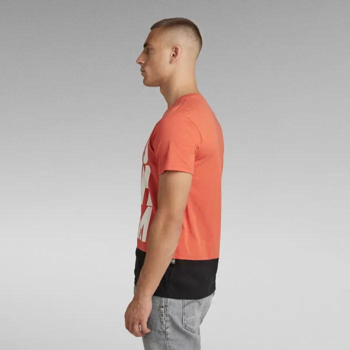 TShirts and Polos Men GStar RAW Hard Core Denim Color Block TShirt Paprika