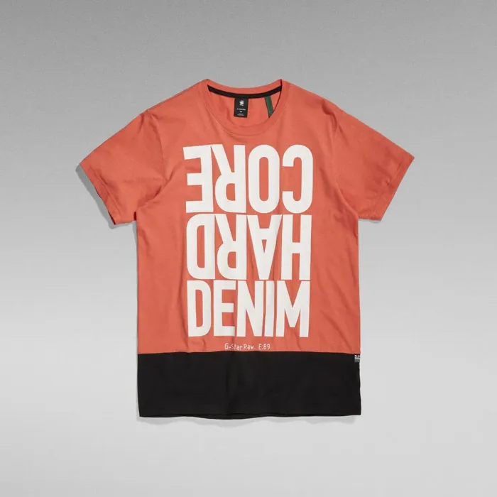 TShirts and Polos Men GStar RAW Hard Core Denim Color Block TShirt Paprika