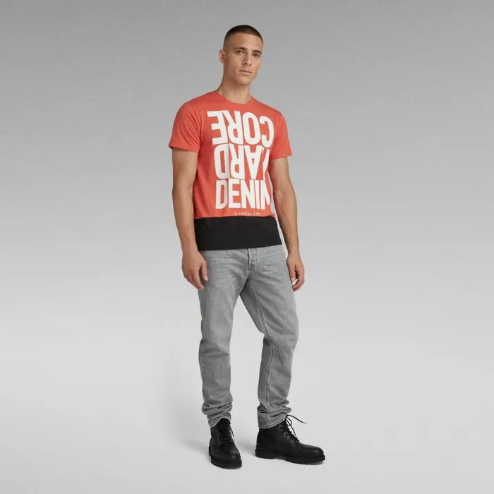 TShirts and Polos Men GStar RAW Hard Core Denim Color Block TShirt Paprika