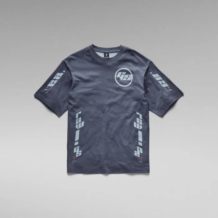 TShirts and Polos Men GStar RAW Sobiru Graphic Boxy TShirt Fantem Blueash Blue Color Block