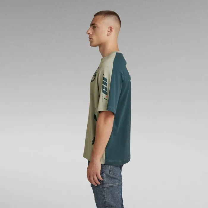 TShirts and Polos Men GStar RAW Sobiru Graphic Boxy TShirt Iceberg Greennitro Color Block