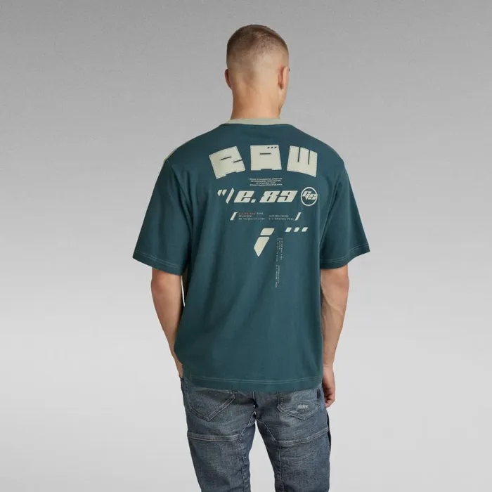 TShirts and Polos Men GStar RAW Sobiru Graphic Boxy TShirt Iceberg Greennitro Color Block