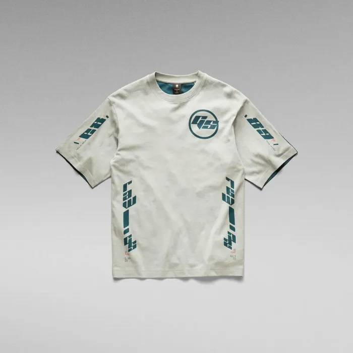 TShirts and Polos Men GStar RAW Sobiru Graphic Boxy TShirt Iceberg Greennitro Color Block