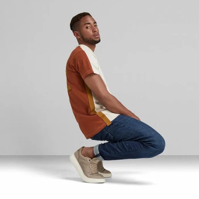 TShirts and Polos Men GStar RAW Tape Colorblock Loose TShirt Dark Talcauburn Color Block
