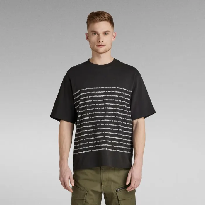 TShirts and Polos Men GStar RAW Text Stripe Boxy TShirt Dark Black