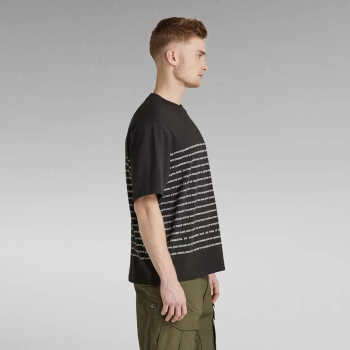 TShirts and Polos Men GStar RAW Text Stripe Boxy TShirt Dark Black