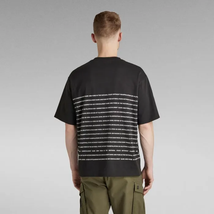 TShirts and Polos Men GStar RAW Text Stripe Boxy TShirt Dark Black
