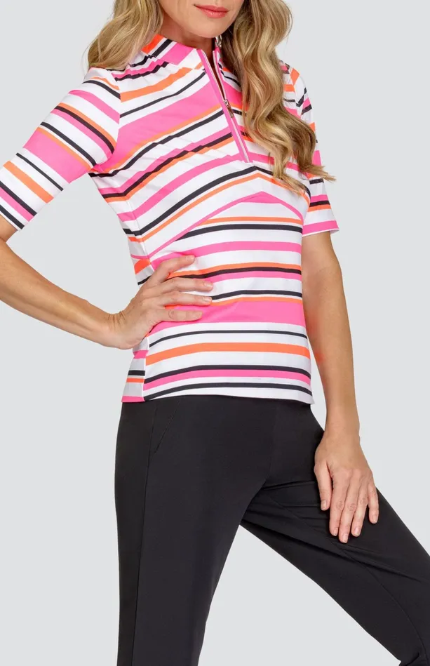 Tail Activewear Colette Top 8211 Sherbert Stripe 8211 FINAL SALE Women Mid Sleeve