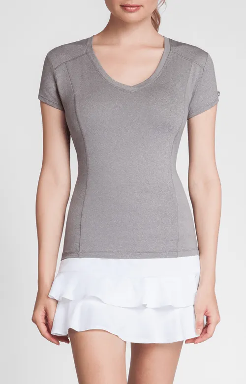 Tail Activewear Lacasi Top 8211 Frosted Heather 8211 FINAL SALE Women Short Sleeve Tail Activewear Lacasi Top 8211 Frosted Heather 8211 FINAL SALE Women Short Sleeve