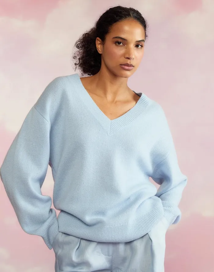 Talia VNeck Sweater 8211 Blue Women Cynthia Rowley Tops