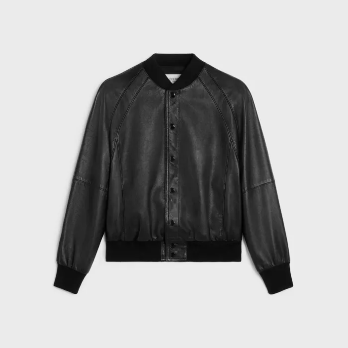 Teddy Jacket In Soft Lambskin Black Men CELINE LEATHER