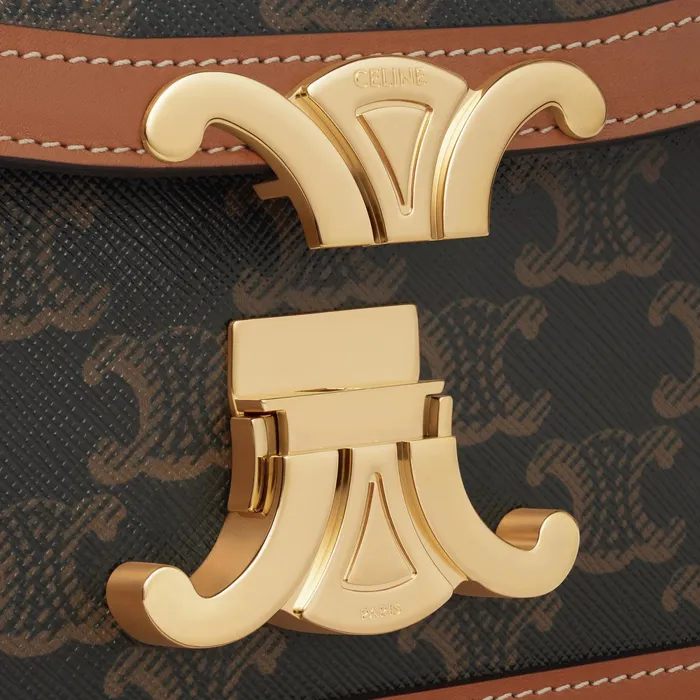 Teen Triomphe Bag In Triomphe Canvas And Calfskin Tan Women CELINE TRIOMPHE CANVAS Teen Triomphe Bag In Triomphe Canvas And Calfskin Tan Women CELINE TRIOMPHE CANVAS