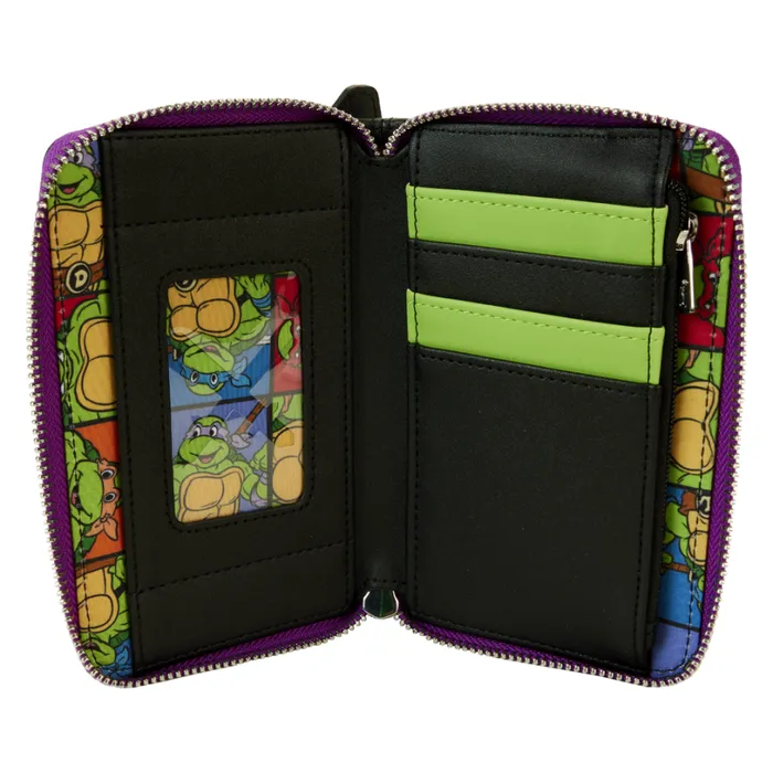 Teenage Mutant Ninja Turtles 40th Anniversary Vintage Arcade Lenticular Glow Zip Around Wallet Unisex Loungefly Bags and Wallets Teenage Mutant Ninja Turtles 40th Anniversary Vintage Arcade Lenticular Glow Zip Around Wallet Unisex Loungefly Bags and Wallets