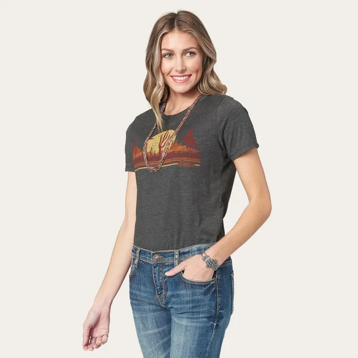 Tees Women Stetson Riding Into The Sunset Graphic Tee Grey