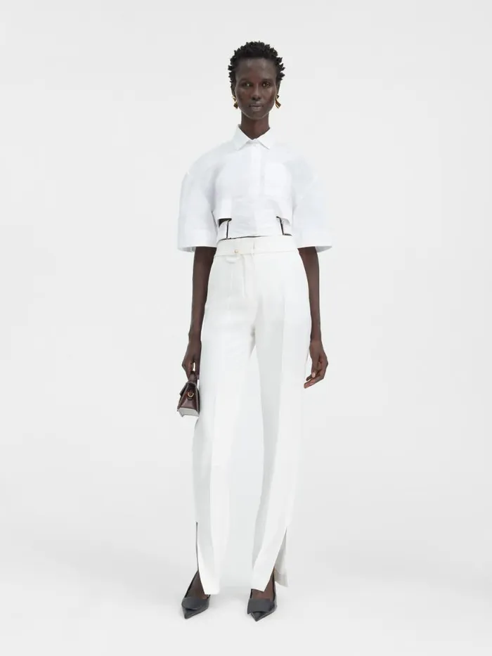 The Bari Cropped Shirt White Women JACQUEMUS Tops and Shirts