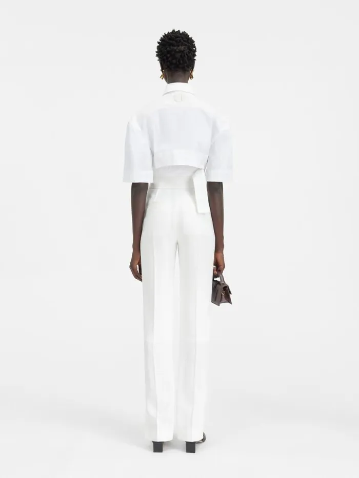 The Bari Cropped Shirt White Women JACQUEMUS Tops and Shirts The Bari Cropped Shirt White Women JACQUEMUS Tops and Shirts