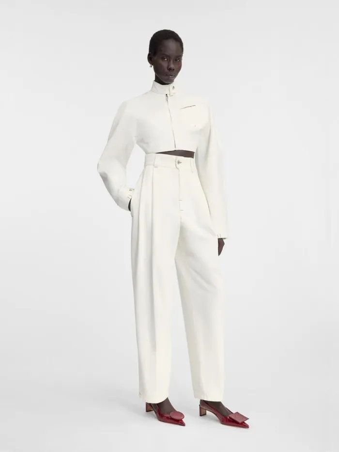 The Cabrio Denim DeNmes Jacket Offwhite Women JACQUEMUS Coats and Jackets The Cabrio Denim DeNmes Jacket Offwhite Women JACQUEMUS Coats and Jackets