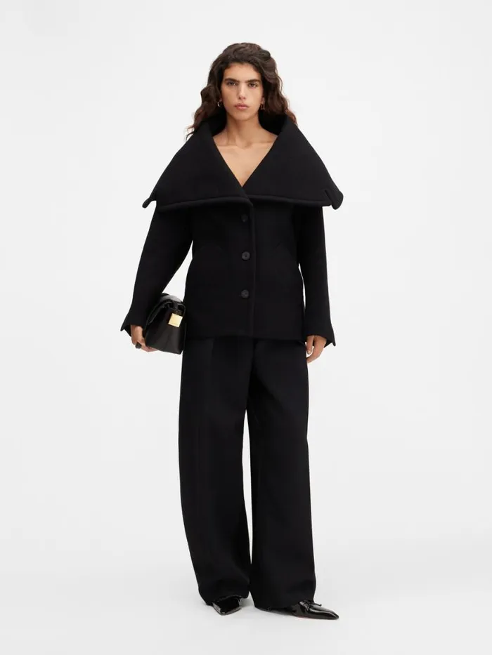 The Caruso Peacoat Black Women JACQUEMUS Coats and Jackets